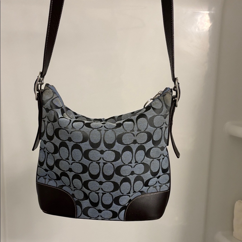 Coach Black and Blue Patterned Shoulder Bag